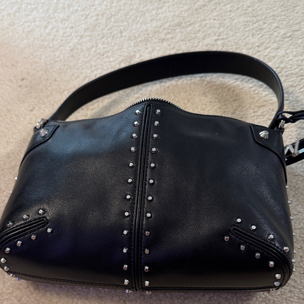 MICHAEL Michael Kors Black Shoulder Bag with Silver Accents